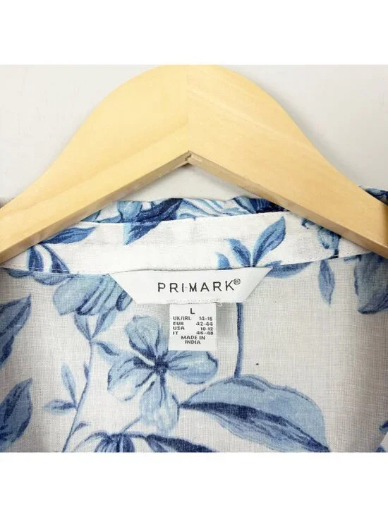 Primary Tropical Lightweight Button Down Tunic Shirt Floral Boho Coverup Size La - Picture 4 of 4